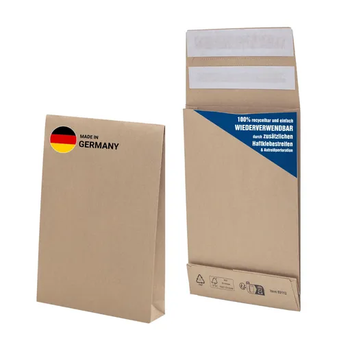 Versandtaschen mit Falte C5 (250 Stück) Faltentaschen Haftklebend 120g/qm