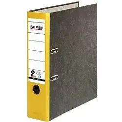 FALKEN Recycling Ordner gelb marmoriert - 8,0 cm Rückenbreite, ideal für DIN A4 und bis zu 600 Blätter, stabil und FSC-zertifiziert