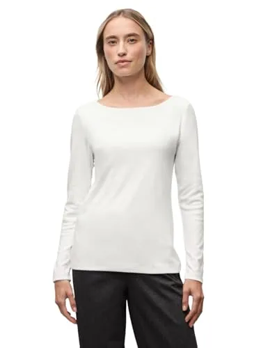 Street One Damen 3228737 Basic Langarmshirt, Off White, 34 - Damenbluse mit U-Boot-Ausschnitt, blickdicht und komfortabel, perfekt für Alltag und Freizeit. Doppellagige Front sorgt für hohe Qualität und ansprechenden Look.