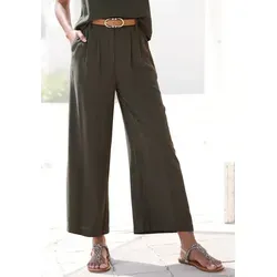 LASCANA Bundfaltenhose Damen, Gr. 38, khaki - Modische Stoffhose aus 85% Viskose und 15% Leinen. Legere Palazzohose mit Bundfalten, seitlichen Eingrifftaschen und bequemem Gummizug für perfekten Tragekomfort.