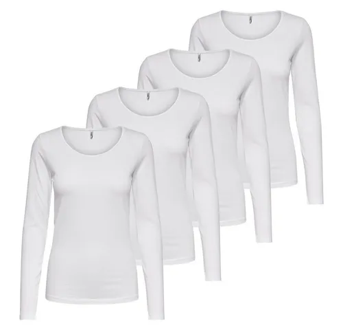ONLY Langarmshirt Damen Schwarz Weiß 1er - 5er Pack - Modisches Damen Longsleeve von ONLY in Schwarz und Weiß. Vielseitig kombinierbar für jeden Anlass, aus 95% Baumwolle für hohen Tragekomfort. Ideal für Alltag und besondere Events.