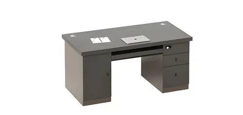 Moderner Schreibtisch mit Stauraum in Schwarz-Grau - Stylischer Schreibtisch aus massivem Holz, 140 cm breit, ideal für Ihr Arbeitszimmer. Mit praktischem Stauraum und Kabeldurchführung für eine aufgeräumte Arbeitsfläche.