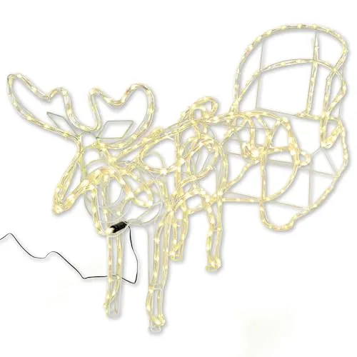 Nipach mit Schlitten aus 14 m Lichterschlauch 504 LED warmweiß kaltweiß 8 Funktionen Figur Weihnachtsbeleuchtung 140 cm Länge Leuchtfigur Xmas-Deko (warm weiß), XA10972