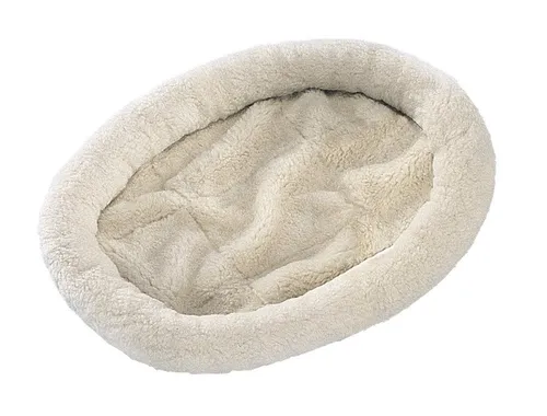 Nobby Katzen Kuschelbett beige groß - 50 x 61 cm, extra weiches Plüschbett in ovaler Form für maximalen Komfort