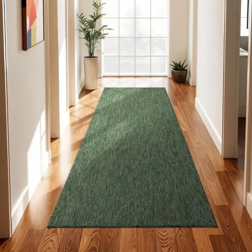 TT Home Teppich Für Outdoor Küchenteppich Balkon Terrasse Unifarbenes Design Modern, Farbe:Grün, Größe:60x100 cm