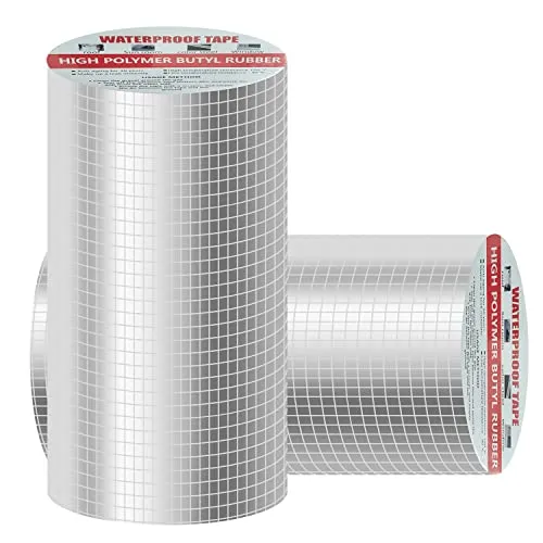 Alu Wasserfestes Klebeband 5m*20cm,Dichtungsband Selbstklebend, Dichtband dusche,Butylkautschuk Aluminiumfolie Tape,für Dachleckage, Oberflächenriss, Fensterbankspalt, Rohrbruch