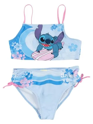 Disney Lilo & Stitch Bikini für Mädchen - Kinder Zweiteiler Schwimmanzug Blau (DE/NL/SE/PL, Numerisch, 110, 116, Regular)