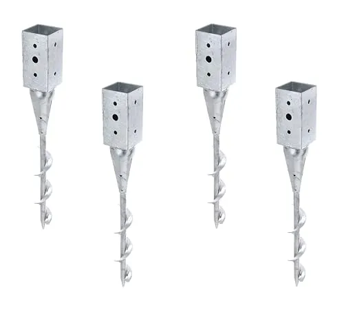 Alberts 208370 4er-Set Einschraub-Bodenhülse - Möbelschrauben mit Hülse, feuerverzinkt und ideal für stabile Vierkantholzpfosten - langlebige Qualität für sichere Konstruktionen.