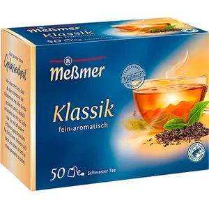 Meßmer Klassik Schwarztee | 50 Teebeutel - Tees | Vegan, glutenfrei und laktosefrei – für besonderen Genuss mit anregender Wirkung und hochwertigsten Zutaten aus nachhaltigem Anbau.