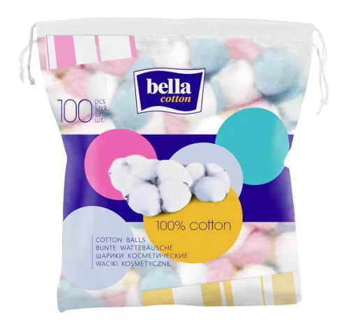 Produktbild bella cotton bunte Wattebällchen, 100 Stück