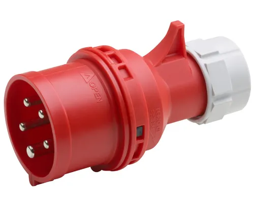 CEE-Stecker 5-polig rot 32A IP44 feuchtraumgeeignet 400V inkl. Schraubklemmen