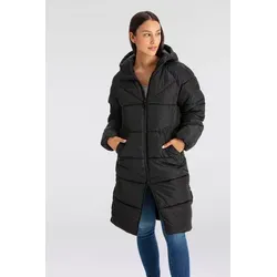 ONLY Steppmantel ONLAMAND – Langer Puffercoat mit 2-Wege-Reißverschluss lässig geschnitten, modisch, Steppware, Materialmix, hochschließend schwarz XS (34)