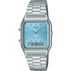 Casio Klassische Uhr AQ-230A-2A1 - Armbanduhren für Herren mit Quarzwerk, analog-digitaler Anzeige und integriertem Wecker. Zeitloses Design mit silbergrauem Edelstahlarmband, perfekt für Alltag und besondere Anlässe.