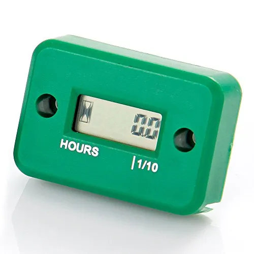 Jayron JR-HM006A Wasserdichter induktiver Stundenzähler für Gasmotoren für Motorrad, Motocross, Schneemobil, Motocross (GRÜN)