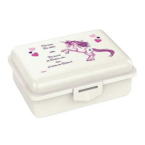Fizzii Lunchbox (Inkl. Obst-/ Gemüsefach, schadstofffrei, spülmaschinenfest, Motiv: Einhorn)