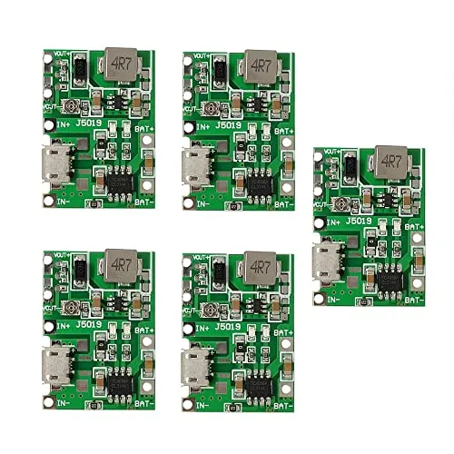 2A Boost Modul, 5 STÜCKE 18650 Lithium-Li-Ionen-Akku-Lademodul, Step-Up-Netzteilplatine 3.7V bis 5V 9V 12V Lade-Entlade-Modul