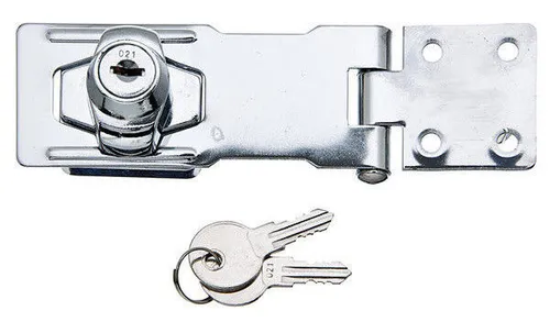 Sicherheits Überfalle, abschließbar Türriegel chromatiert 100 x 41,5 mm