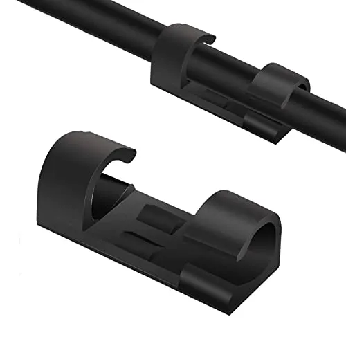 Olakin Selbstklebend Kabelhalter[20 Stück], Kabelclips, Hochviskose Kabelclips Set mit Klebstoff Gesicherte Unterlage, für Schreibtisch, Netzkabel, USB Ladekabel, Audiokabel (Schwarz)