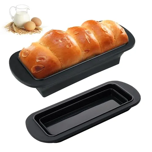 jinminamz Kastenform Kuchen Kastenform Zusammenklappbare Brot-Silikonform Antihaft-Silikon-Toastform Tablett Geeignet für Die Herstellung Von Kuchen Backen Bananenbrot, 27,8 * 12,4 * 6,5Cm (Schwarz)