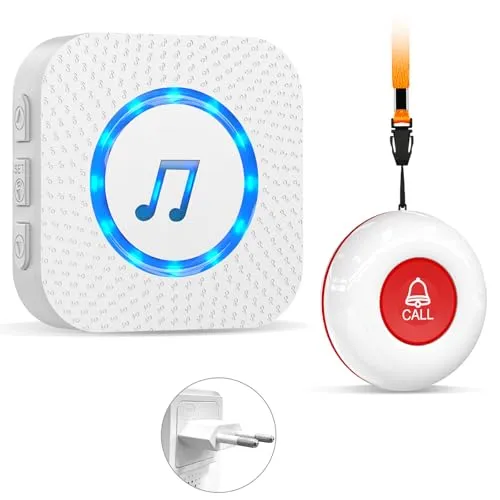 ChunHee Notrufknopf für Senioren/Senioren Notruf/Notrufarmband für Senioren/Funkalarm Sender und Empänger SOS Alarm Kabellos für Pflegebedürftige Mann