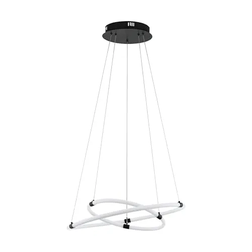 EGLO LED Hängelampe Banderillas, Pendelleuchte Esstisch minimalistisch, Esszimmerlampe hängend aus Stahl und Kunststoff, Hängeleuchte in weiß, warmweiß, Ø 60 cm