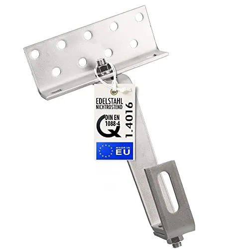 STROMWERK Dachhaken für Solar Befestigung - 140 mm Edelstahl Halterung - Dach- & Bodenhalterungen Solarmodule, 3-fach verstellbar und rostfrei für eine langlebige und sichere Montage Ihrer Solarmodule auf Ziegeldächern.