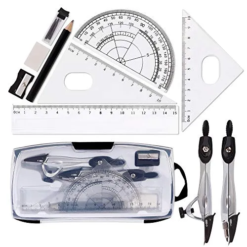 Geometrie Set, Compass für Geometrie Math Geometry Kit mit Aufbewahrungsbox für Schule und Büro 10 Stücke