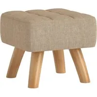 HOMCOM Fußhocker mit Leinenoptik - Stilvoller Hocker für Schlafzimmer und Wohnzimmer, bietet komfortable Sitzgelegenheit und Fußstütze, dank dicker Schaumstoffpolsterung und stabilen Holzbeinen.