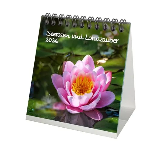 Seerosen und Lotuszauber Tischkalender 10cm x 10cm für 2026 Blumen und Blüten - Seelenzauber