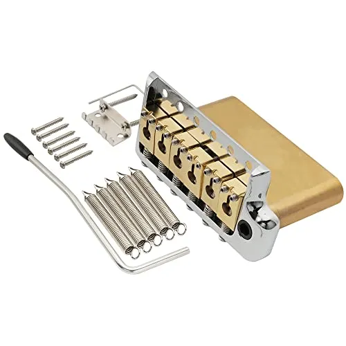 Musiclily Ultra 52,5 mm Solide Vollmessing 6-Schrauben Tremolo Steg Brücke Messerkante für Strat Style E-Gitarre, Hybrid