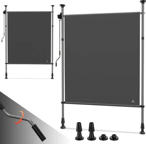 Strattore Klemmmarkise Senkrechtmarkise 120x310 cm - Flexibel und Höhenverstellbar ohne Bohren - Gartensichtschutz mit ausziehbarer Kurbelmarkise, wasserfest und UV-beständig für optimalen Schutz vor Sonne und Wind auf Terrasse oder Balkon.