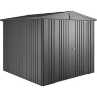 Biohort Gerätehaus Europa 4 - Dunkelgrau, 244x203x228 cm - Robustes Gartenhaus mit geräumiger Doppeltür und praktischem Ordnungssystem für Gartengeräte. Ideal für die sichere und übersichtliche Lagerung im Garten.