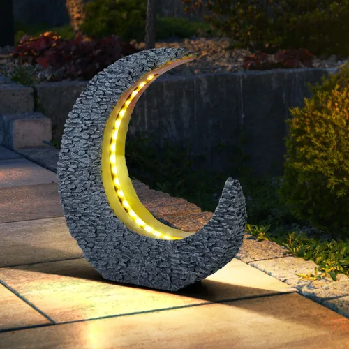 GLOBO Solarleuchte steingrau mit 25x LED - Stilvolle Solarleuchte für den Außenbereich mit warmweißem Licht. Ideal zur dekorativen Beleuchtung im Garten oder auf der Terrasse.