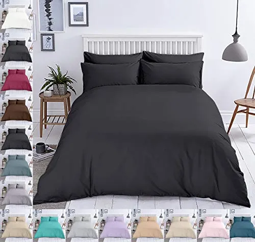 Mixibaby Bettwäsche Baumwolle Renforce Reißverschluss Größe Design 2-3 teilig Wählbar, Farbe Bettwäsche:Schwarz, Größe:155 x 220 cm