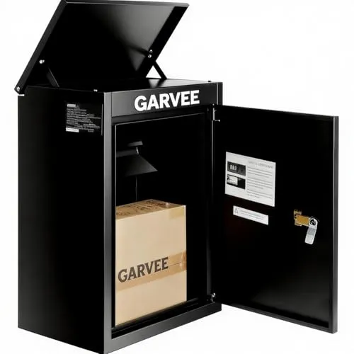 Garvee Paketkasten für draußen – Wandmontage aus verzinktem Stahl, wetterfest & diebstahlsicher mit Zahlenschloss, 39x26x58cm, Paketbox für Briefe & Pakete, ideal als Paketsafe für Ihre Lieferungen