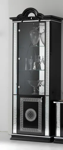 Klassische Holz Vitrine mit Glasfront für Wohnzimmer - Elegante Vitrine aus Holz mit zwei Türen, ideal zur stilvollen Präsentation Ihrer Lieblingsstücke. Maße: 78 x 46 x 209 cm, perfekt für jedes Zimmer.