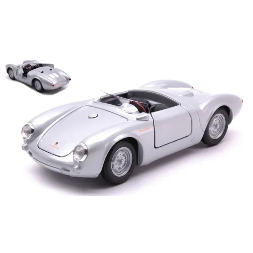 Porsche 550 Spyder Silber Modellauto 1:24 Welly - Detailgetreues Die-Cast Modellauto im Maßstab 1:24, mit öffnenden Türen und Haube, ideal für Sammler und Porsche-Fans.