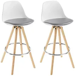 WOLTU Barhocker 2er Set aus Kunstleder in grau von WOLTU