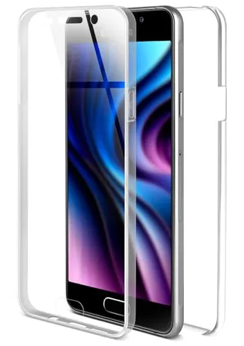 ONEFLOW Touch Case für Samsung Galaxy A3 (2016) Hülle 360 Grad Komplett Schutz beidseitig, Handyhülle mit Displayschutz, TPU Schutzhülle durchsichtig vorne und hinten stoßfest, Klar