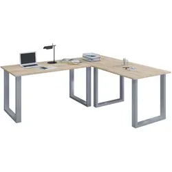 VCM Holz Eckschreibtisch Lona - 130x130 cm - Kinderschreibtische mit individuell montierbaren Tischplatten, stabiler Metallfüße und hochwertiger Verarbeitung für ein modernes Arbeitsumfeld.