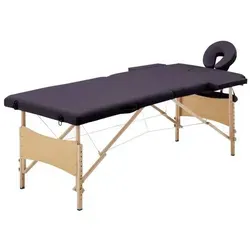 vidaXL Klappbare Massageliege 2-Zonen mit Holzgestell in lila von vidaXL