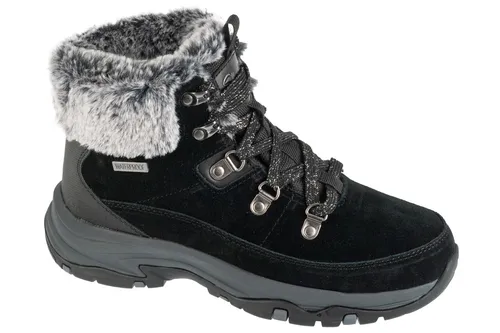 Skechers Trego Snow Worries Damen Tex Stiefelette Schwarz - Wanderschuhe für Damen, wasserfest und atmungsaktiv mit Memory Foam Fußbett für höchsten Komfort. Ideal für kalte Tage und stylisch unterwegs!