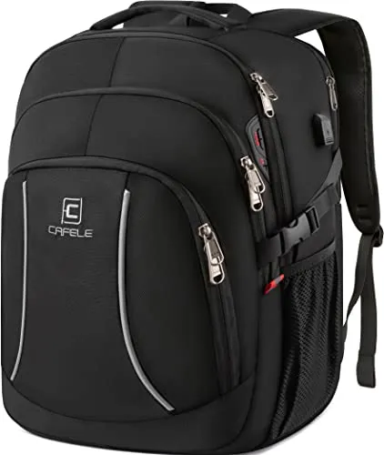 Cafele Laptop Rucksack 17,3'' Business Rucksack Schulrucksack Großer Wasserdicht Taschen Reise Backpack Daypack Mit USB und RFID-Taschen für Herren/College/Männer/Frauen Schwarz MEHRWEG
