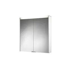 Spiegelschrank Lippesee, weiß - Hochwertiger Badschrank - Spiegelschrank Lippesee in edlem Weiß mit Kristallglas-Spiegeltüren und eleganten Dekorleisten. Ideal für stilvolle Badezimmer. Made in Germany.