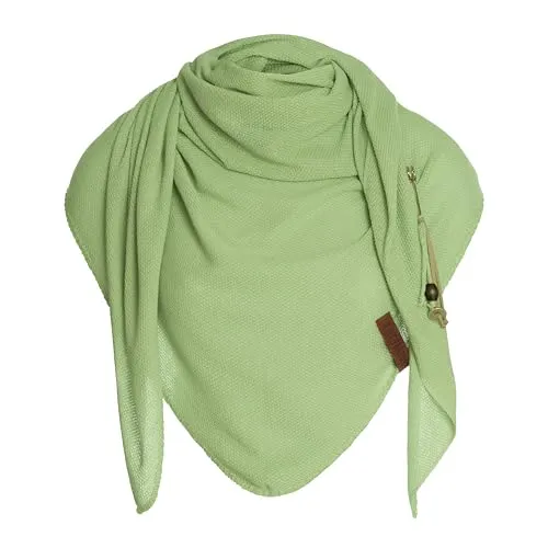 KNIT FACTORY Lola Dreieckstuch - Fein Gestrickter Damen Schal für Frühling und Sommer - Schals für Damen, aus atmungsaktivem Baumwollmix, ideal für frische Frühlings- und Sommeroutfits, mit luxuriösem Festonrand und praktischer Lederschlaufe.