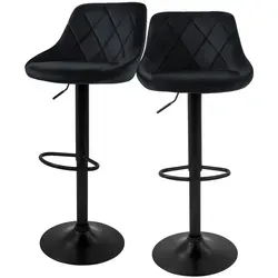 ML-Design Barhocker 2er Set Schwarz - Verstellbar & Ergonomisch - Barmöbel: Luxuriöser Samt-Barhocker mit verstellbarer Höhe (62-82 cm) und ergonomischem Design für höchsten Sitzkomfort in deiner Bar oder Küche.