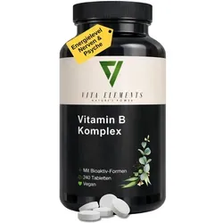 Vita Elements Vitamin B Komplex 180 Tabletten – bioaktive Formeln für die tägliche Energie - Veganer Vitamin B Komplex mit 8 B-Vitaminen in bioaktiven Formen. Ideal für den täglichen Einsatz, unterstützt den Energiestoffwechsel. 6-Monatsvorrat in praktischen Tabletten.
