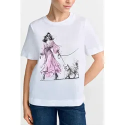 RICHROYAL T-Shirt mit großem Frontmotiv mit Glitzersteinchen, aus reiner Baumwolle weiß XL (42)