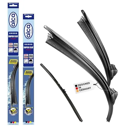 alca® Scheibenwischer Set für SEAT LEON (09.2012-05.2021) - Ersatzwischblätter für SEAT LEON, maßgeschneidertes Set mit 2 Scheibenwischern und Heckwischer. Frostresistent, gelenkfrei und mit NANO-Graphit-Technologie für leises, streifenfreies Wischen.