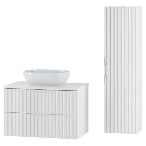 Lomadox Badmöbel-Set 2-teilig mit 80 cm Waschtisch in Weiß